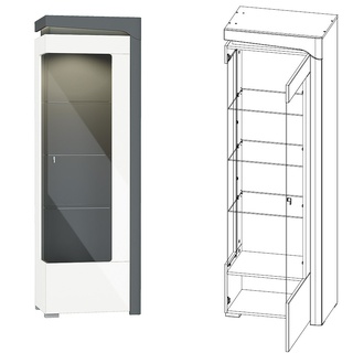 witryna 64 wąska wysoka Thea White WHW-1P słupek gablota biała