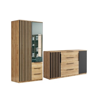 zestaw 260 szafa komoda Sorento 1 z lustrem szufladami lamelami
