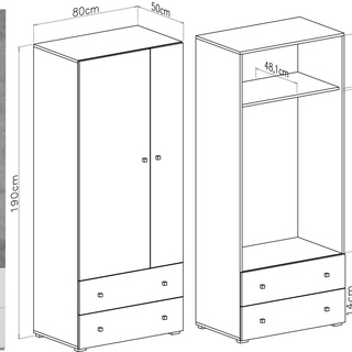szafa 80 z szufladami Sigma 03 ubraniowa do pokoju sypialni korytarza