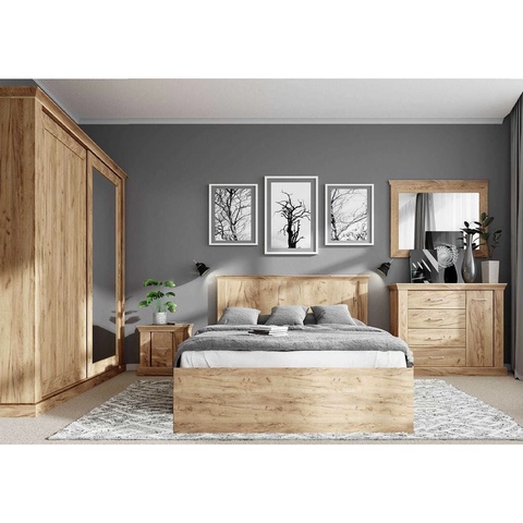 Zestaw mebli sypialnianych ANTICA 4 szafa z lustrem łóżko komoda