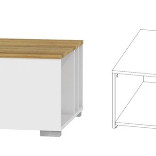 zestaw meblościanka Theo 4 witryna komoda rtv ława biała +dąb