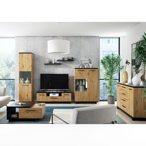 Zestaw Mebli pokojowych INES 8 komoda rtv ława witryna loft komplet