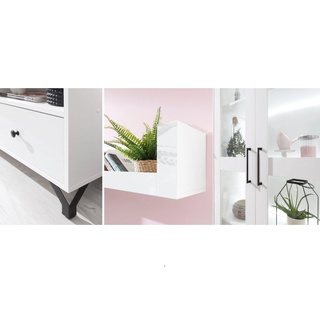 zestaw komplet Bergen D łóżko z półką białą do pokoju młodzieży dzieci