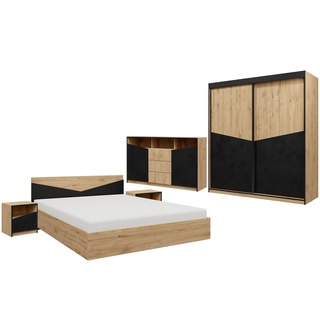 zestaw mebli sypialnianych Aston 1 łóżko komoda stolik szafa komplet