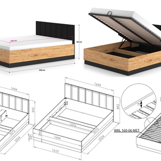 zestaw sypialnia duża Urso 8 łóżko szafa z lustrem komoda stolik