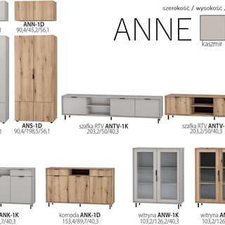 witryna 104 niska Anne ANW-1D komoda szafka wysoka przeszklona