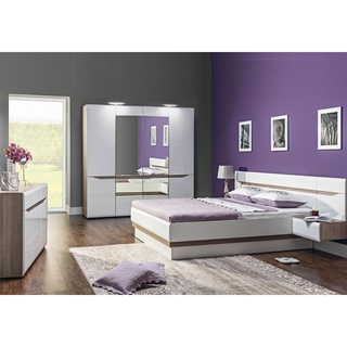 zestaw mebli sypialnia Lionel 3 komoda duża szafa z lustrem łóżko