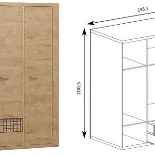 szafa 195 ,5 z szufladami Natural 03 duża ubraniowa do pokoju sypialni