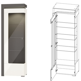 witryna 64 jednodrzwiowa Thea White WHW-1L słupek przeszklony z szybą