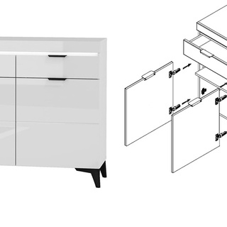 komoda 157 duża Baldur BDK-1 szafka szuflady na nóżkach biała połysk