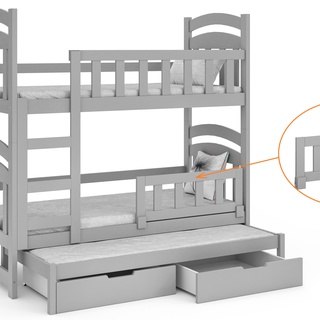 łóżko 75x160 piętrowe małe Damina 3os trzyosobowe z materacami dla dzieci