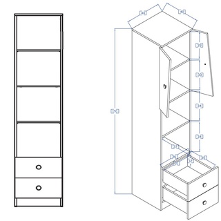 zestaw mebli pokojowych Nero 1 komoda rtv szafka regał w połysku