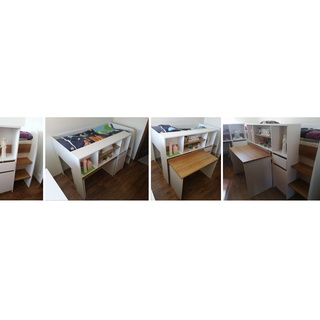 łóżko 90x200 z biurkiem wysuwnym Sinco antresola ze schodami