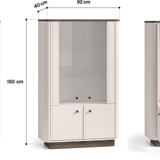 zestaw mebli nowoczesnych Vilavio 8 komoda witryna cashmere + dąb