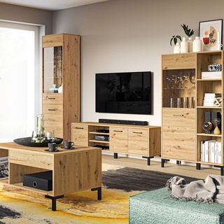 witryna niska loft na nózkach Nevio 19 szafka komoda z szybą wysoka