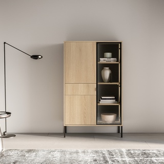 witryna 92 nowoczesna Barnee 01 szafka komoda wysoka z szybą + LED