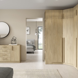 szafa 200 uchylna czterodrzwiowa Braga 01 z półkami drążkami szufladami