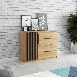 komoda 120 z lamelami loft Sorento II szafka pojemna szuflady półka