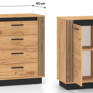 komoda 115 z szufladami Urso 07 nowoczesna loft szafka lamele frez