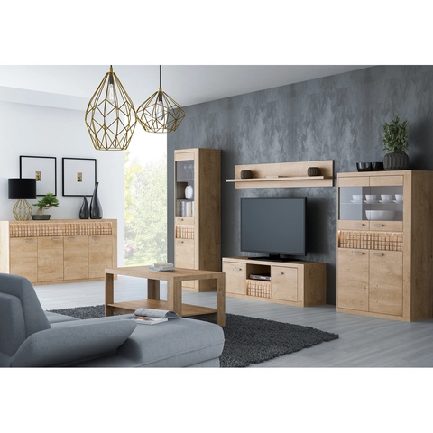 Zestaw mebli nowoczesnych NATURAL 1 witryna komoda rtv meblościanka