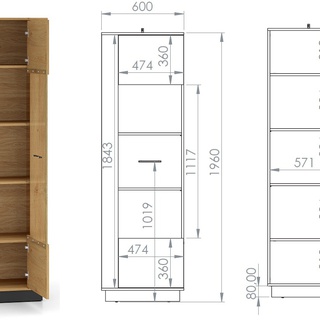 zestaw loft Modesto 8 komoda witryna rtv szafa dąb czarny do pokoju salonu