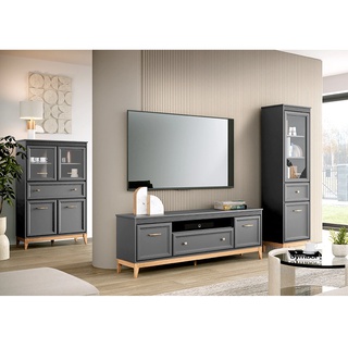 komoda 135 ,5 z szufladami Terra 03 szafka pojemna bieliźniarka szara