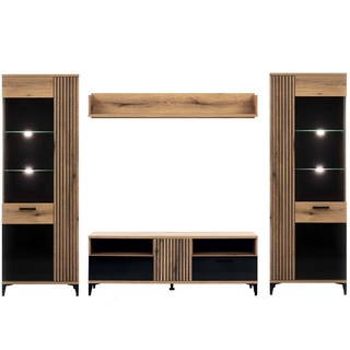 zestaw meblościanka rtv Aris F loft czarna + dąb do pokoju salonu