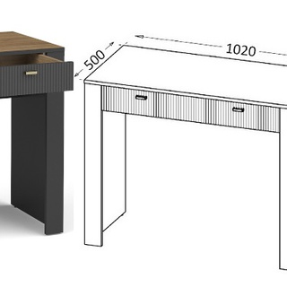 toaletka 102 z szufladą Mossa 10 małe biurko pod laptopa do pracy nauki czarny + dąb whisky do pokoju sypialni biura