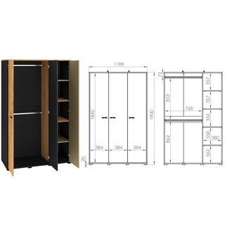 szafa 120 z półkami drążkiem Colt 01 młodzieżowa loft nowoczesna