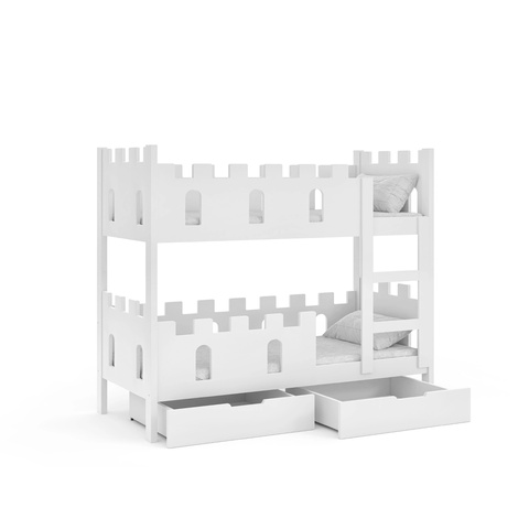 Łóżko 75X180 piętrowe ZAMEK 2OS z materacami dla dziewczynki chłopca