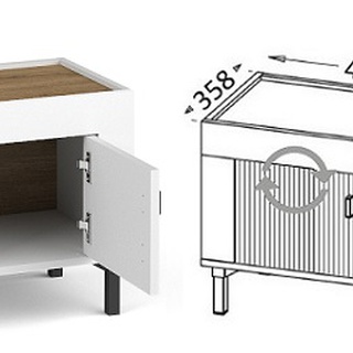 szafka 48 nocna na nóżkach Mossa 11 stolik nocny biały + dąb whisky do pokoju sypialni biura