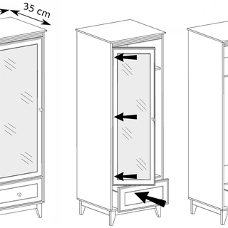 szafa 40 mała z lustrem Windsor 18 elegancka garderoba na nóżkach