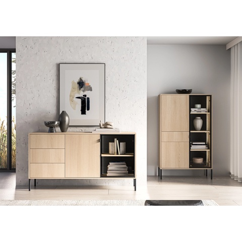 Zestaw z oświetleniem nogami BARNEE 5 komoda witryna nowoczesna