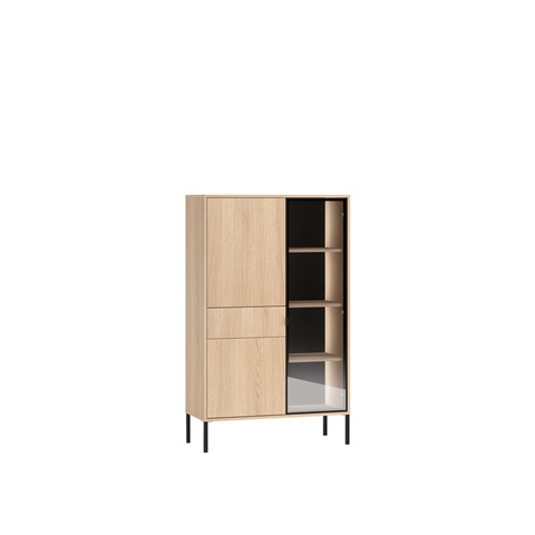 Witryna 92 nowoczesna BARNEE 01 szafka komoda wysoka z szybą + LED