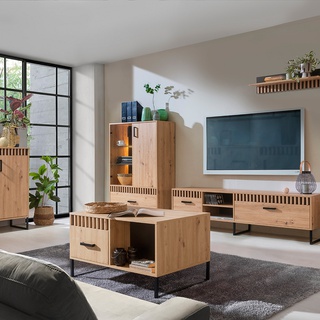 witryna 90 z szufladą lamelami nogami Lamelix 06 szafka wysoka loft