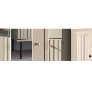 wieszak 34 panel z wieszakami Sophie 17 frezowany lamelami kremowy