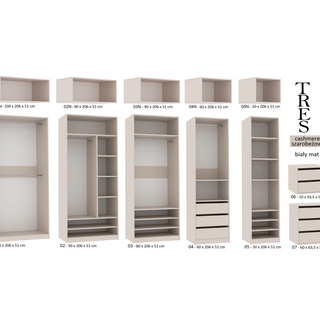 szafa 80 z nadstawką wysoka Tres 03/3N otwarta garderoba biała