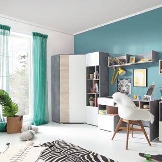 szafa 90 narożna Sigma 02 z półkami drążkami do pokoju dzieci młodzieży