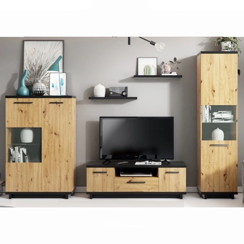 Zestaw meblościanka rtv INES 6 witryna telewizyjna szafka komplet