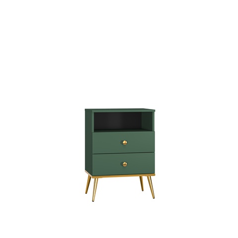szafka 50 z szufladami na złotych nogach Forest 10 mała zielona stolik niska do pokoju salonu sypialni