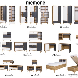 zestaw mebli młodzieżowych dzieci Memone 3 łóżko biurko szafa półka