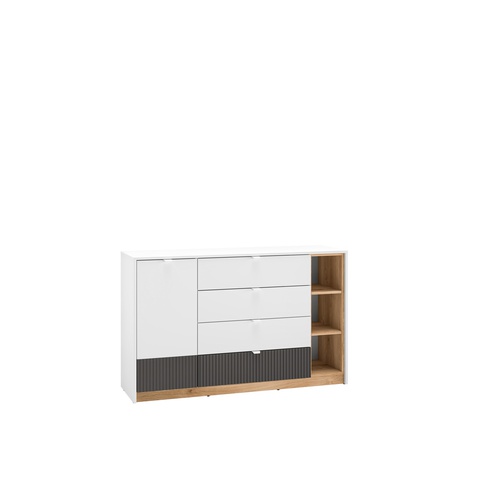 komoda 138 z szufladami półkami frezowana Torino 06 nowoczesna szafka duża biała dąb castello grafit do pokoju sypialni biura