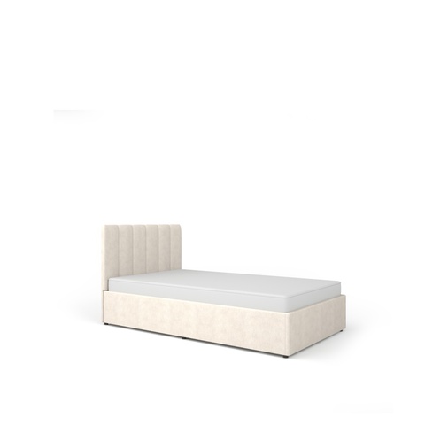 łóżko 120x200 tapicerowane Mossa 12 podnoszone z pojemnikiem zagłówkiem młodzieżowe duże 120 kremowe / szare do pokoju sypialni
