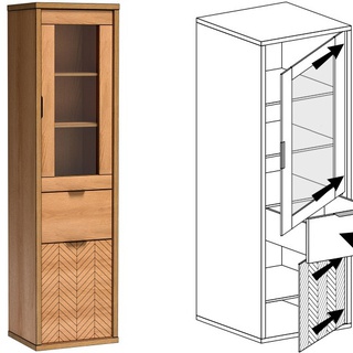 zestaw mebli Fonti A witryna komoda szafa nowoczesna loft meblościanka dąb karmel do pokoju salonu