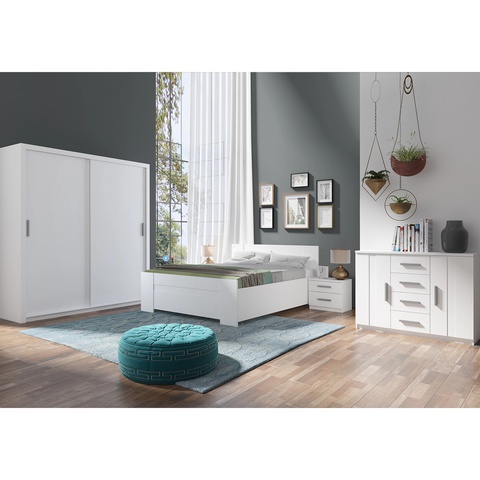 Zestaw mebli BONO 4 szafa przesuwna łóżko komoda szafka do sypialni