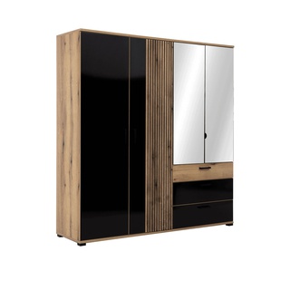 szafa 187 ,5 z lustrem szufladami Aris 11 nowoczesna czarna w połysku