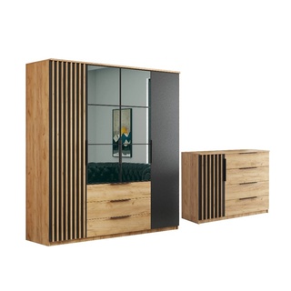 zestaw 320 komplet Sorento 8 szafa z lustrem lamelami komoda loft