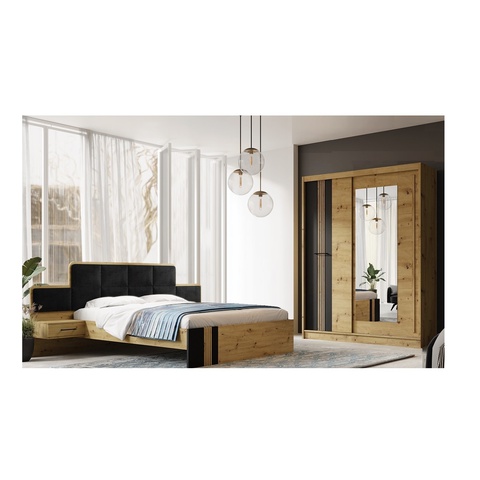 Sypialnia 160x200 cm Molto B zestaw 9 artisan czarny loft