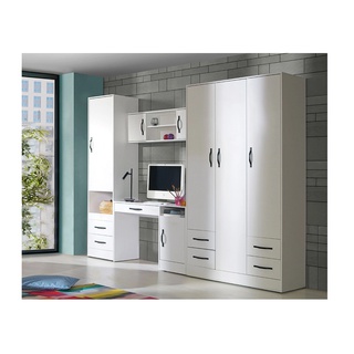 szafa 120 wysoka Perfect 01 z półkami szufladami drążkiem biała