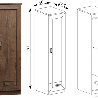 szafa 46 z szufladą drążkiem na wieszaki Tadeusz 09 mała wąska słupek